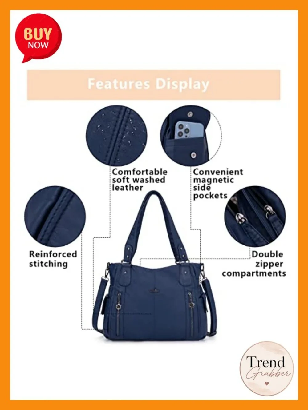 Womens Top-Handle Hobo Purse Roomy Casual Shoulder Bags PU Tote Satchel